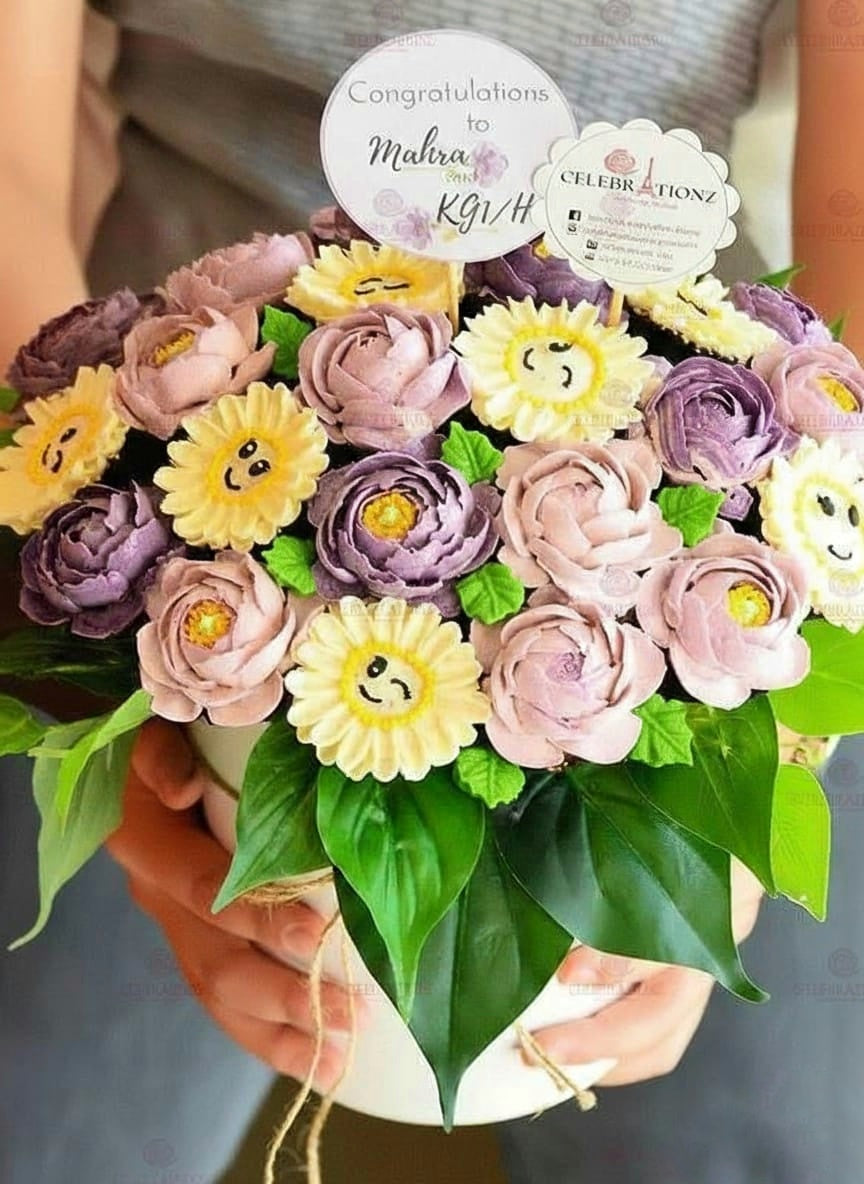 Purple Cupcake Flower Boquet