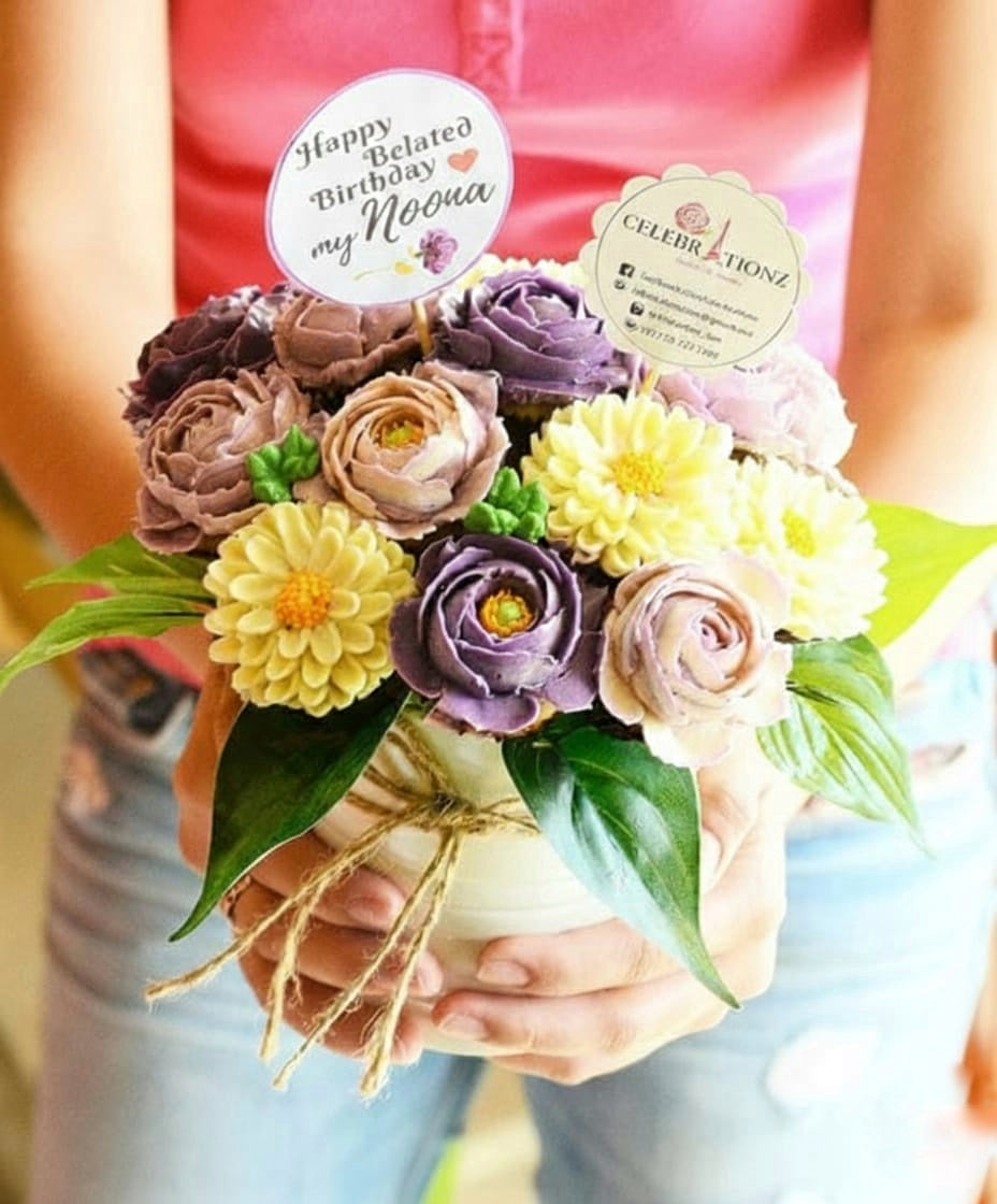 Aster Romance Cupcake Flower Boquet