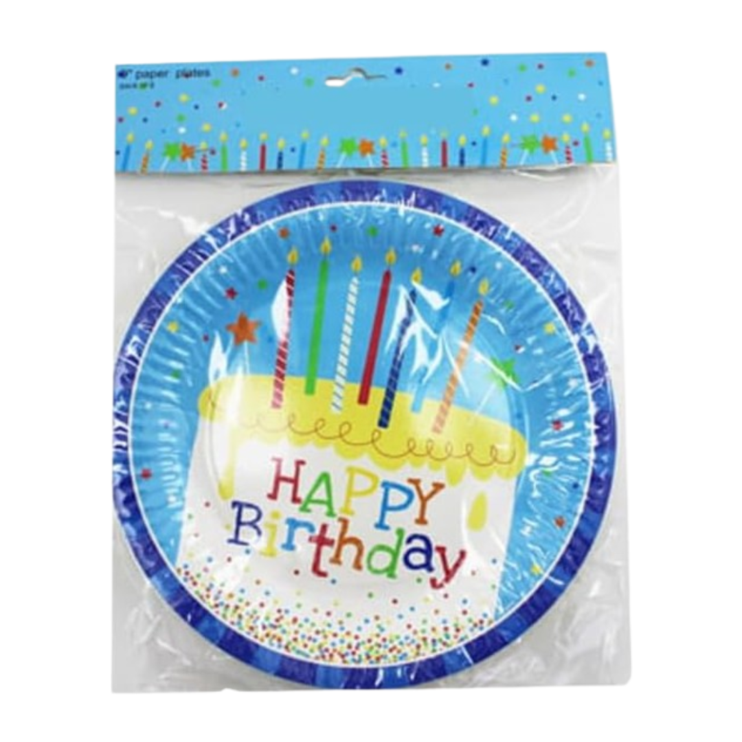 Happy Birthday Paper Plate Set (Blue)