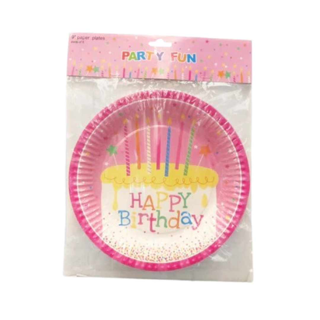 Happy Birthday Paper Plate Set (Pink)