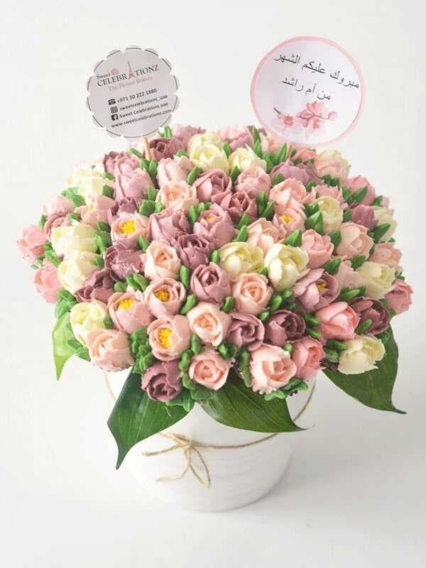Glam Tulips cupcake flower bouquet