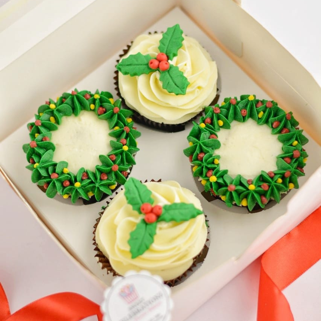 Christmas Wreath Cupcakes