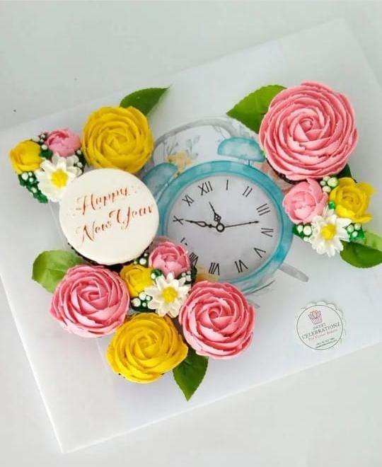 Rainbow New Year Cupcake