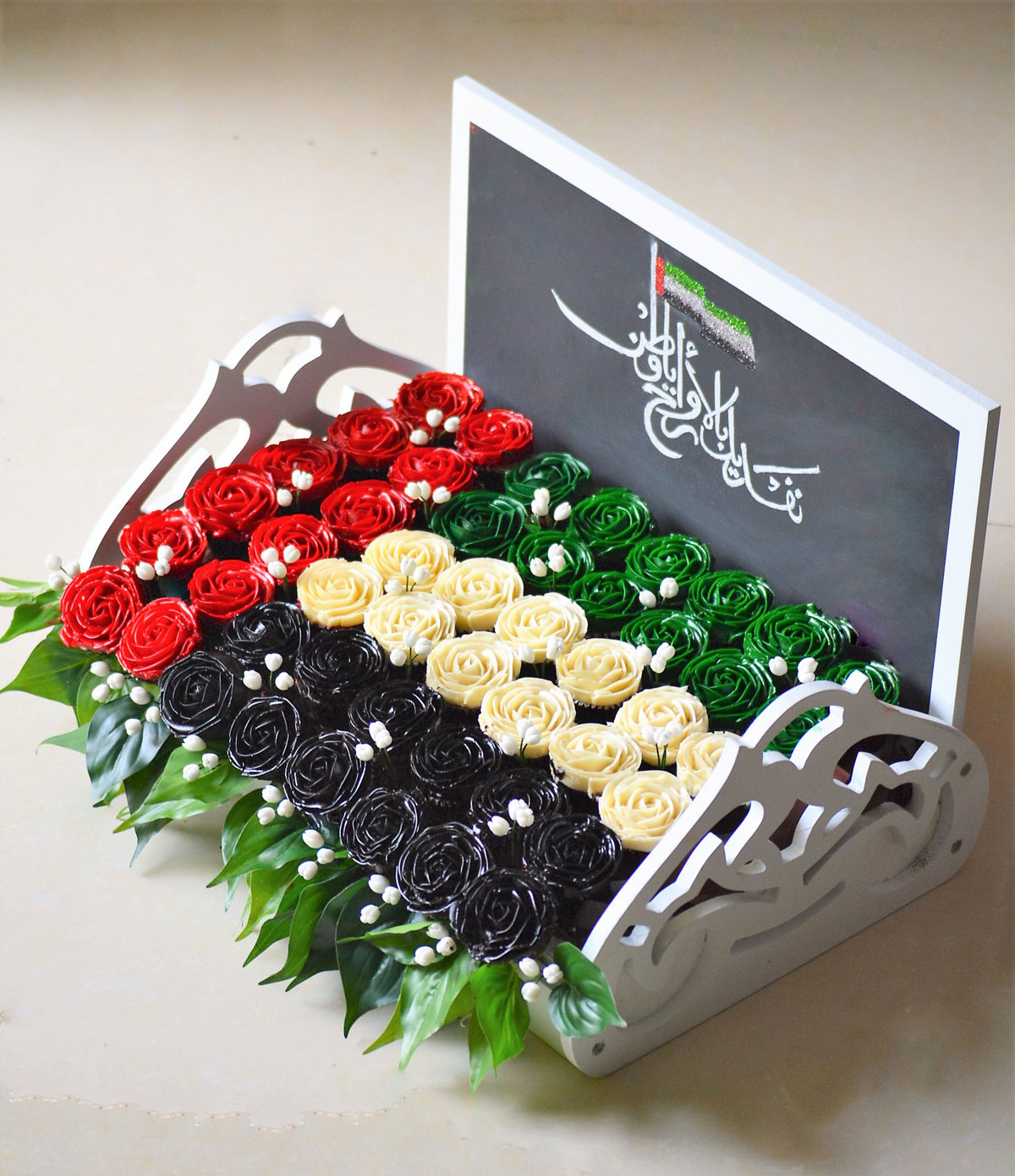 Arrangement of 48 mini Premier Cupcakes in a beautiful wooden box - Sweet Celebrationz LLC