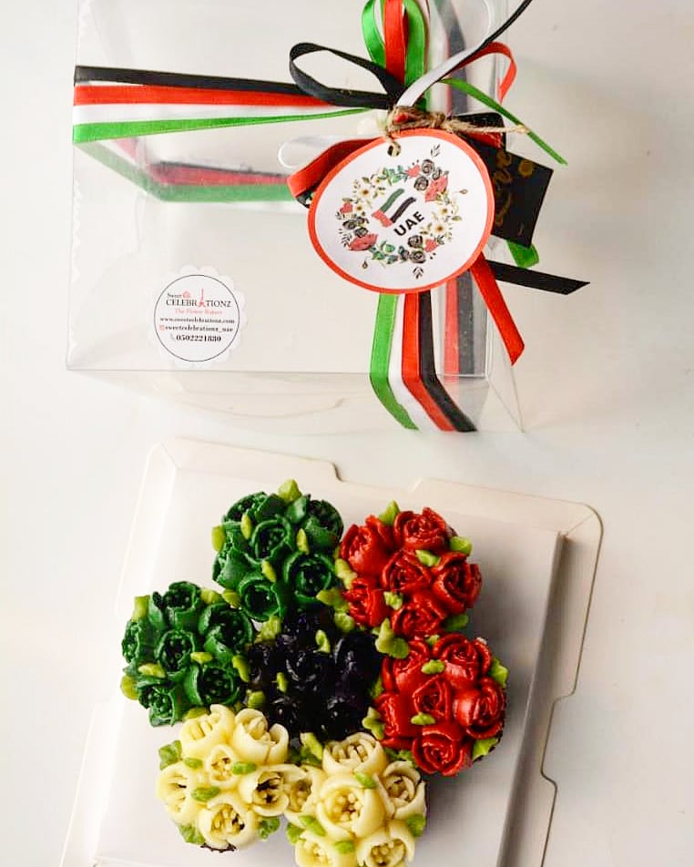 National Day cupcakes ,UAE National Day 7 Mini Cupcake Arrangement - Sweet Celebrationz LLC