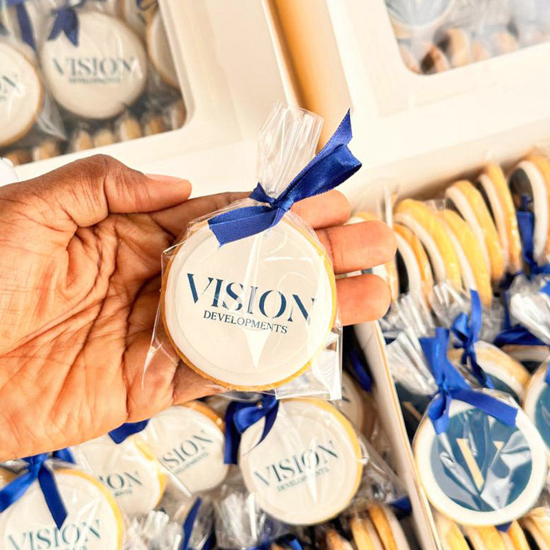 Custom logo cookies designed for corporate events and special occasions