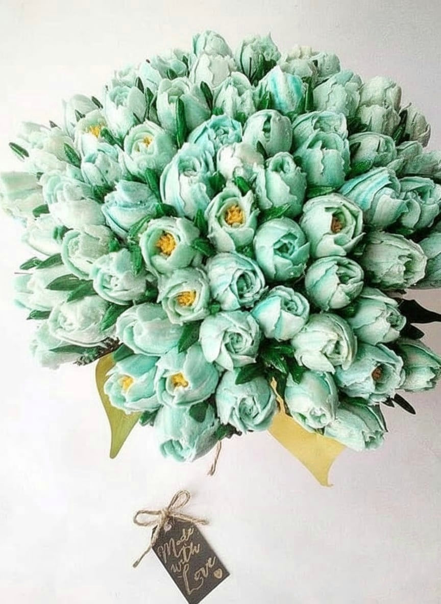 Blue Tulips Cupcake Flower Bouquet