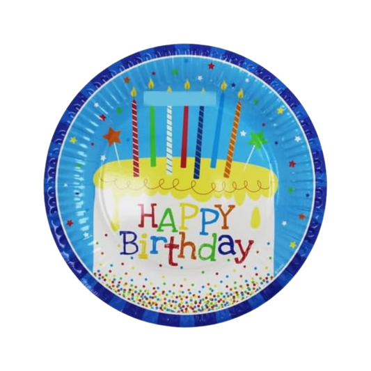 Happy Birthday Paper Plate Set (Blue)