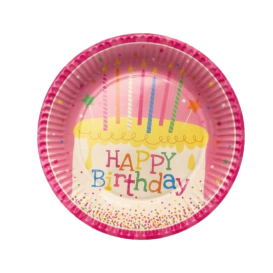 Happy Birthday Paper Plate Set (Pink)