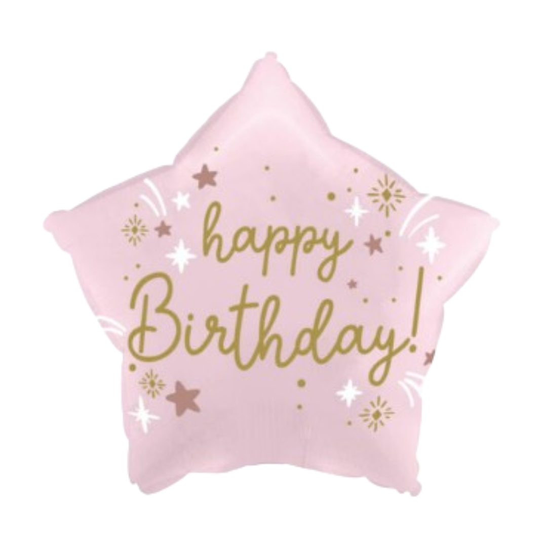 Pink Happy Birthday Star Balloon