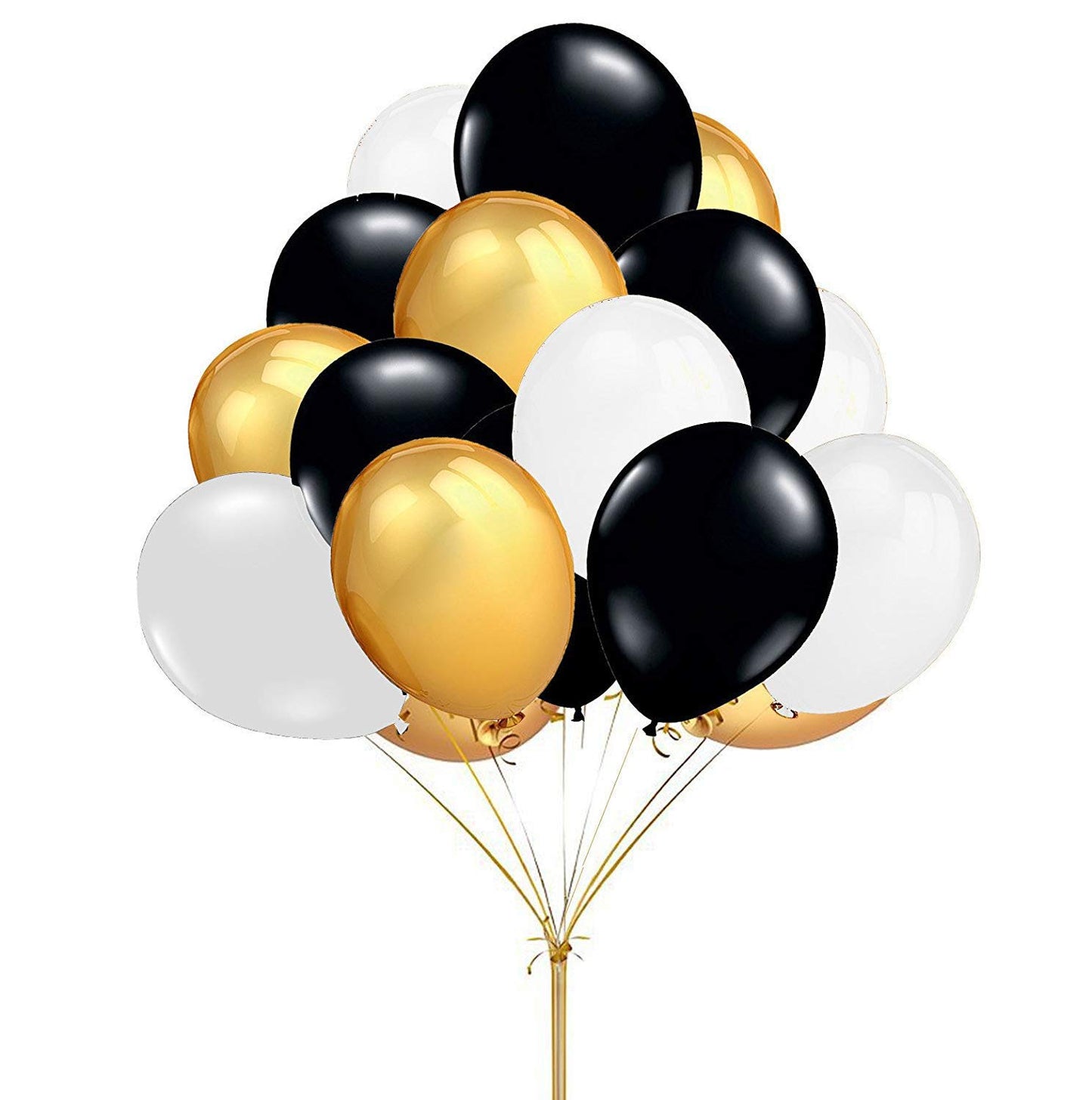 Gold, White and Black Balloon Set (15 Balloons)