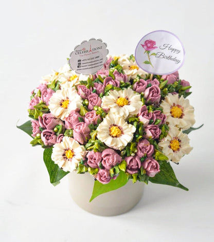 pink and white cupcake flower bouquet