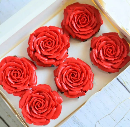 Valentine Red Rose Cupcakes