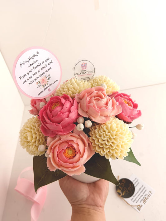 Pink and White Cupcake Flower Bouquet