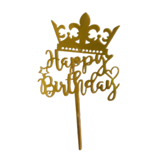 Happy Birthday Gold Cake Topper 1