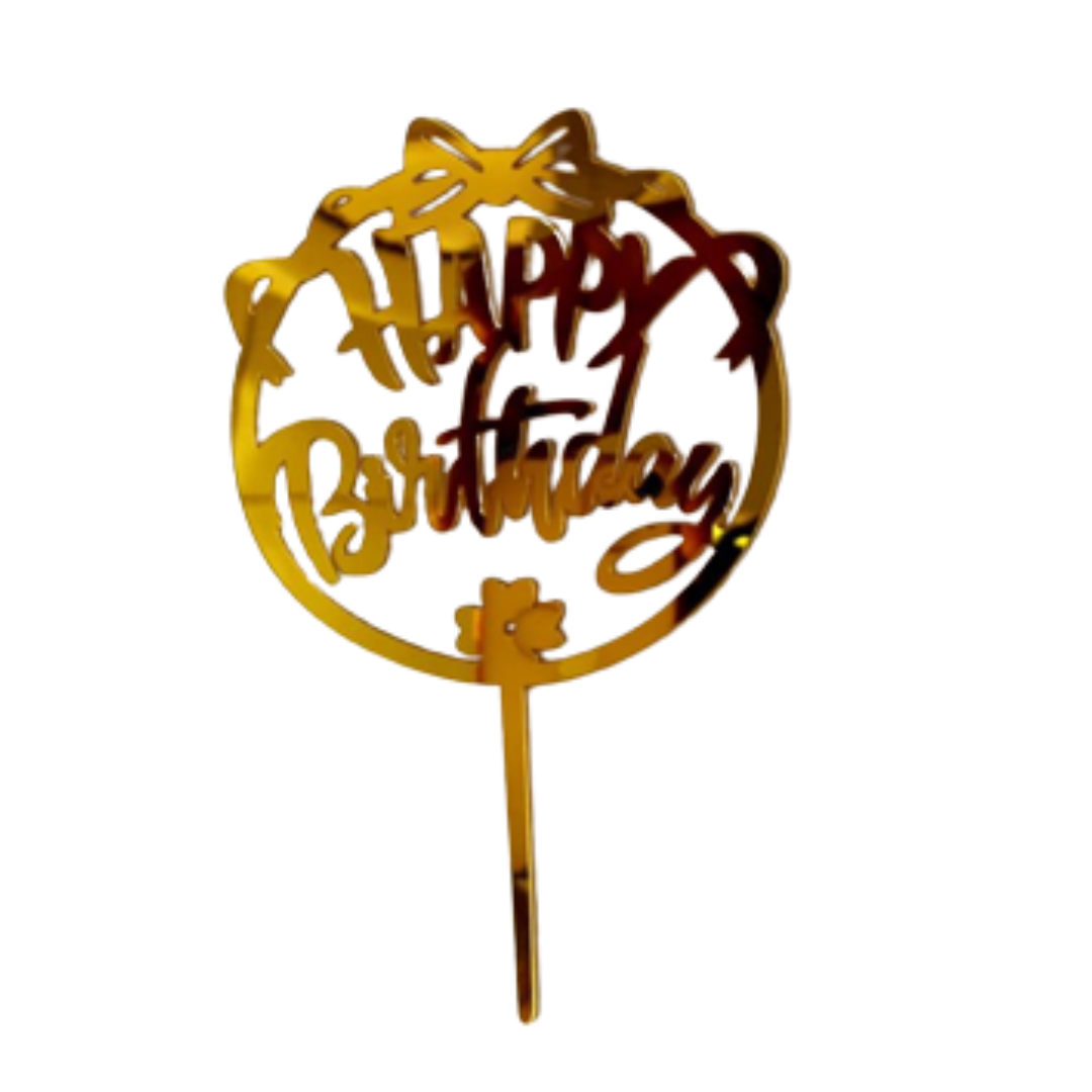 Happy Birthday Gold Cake Topper 2
