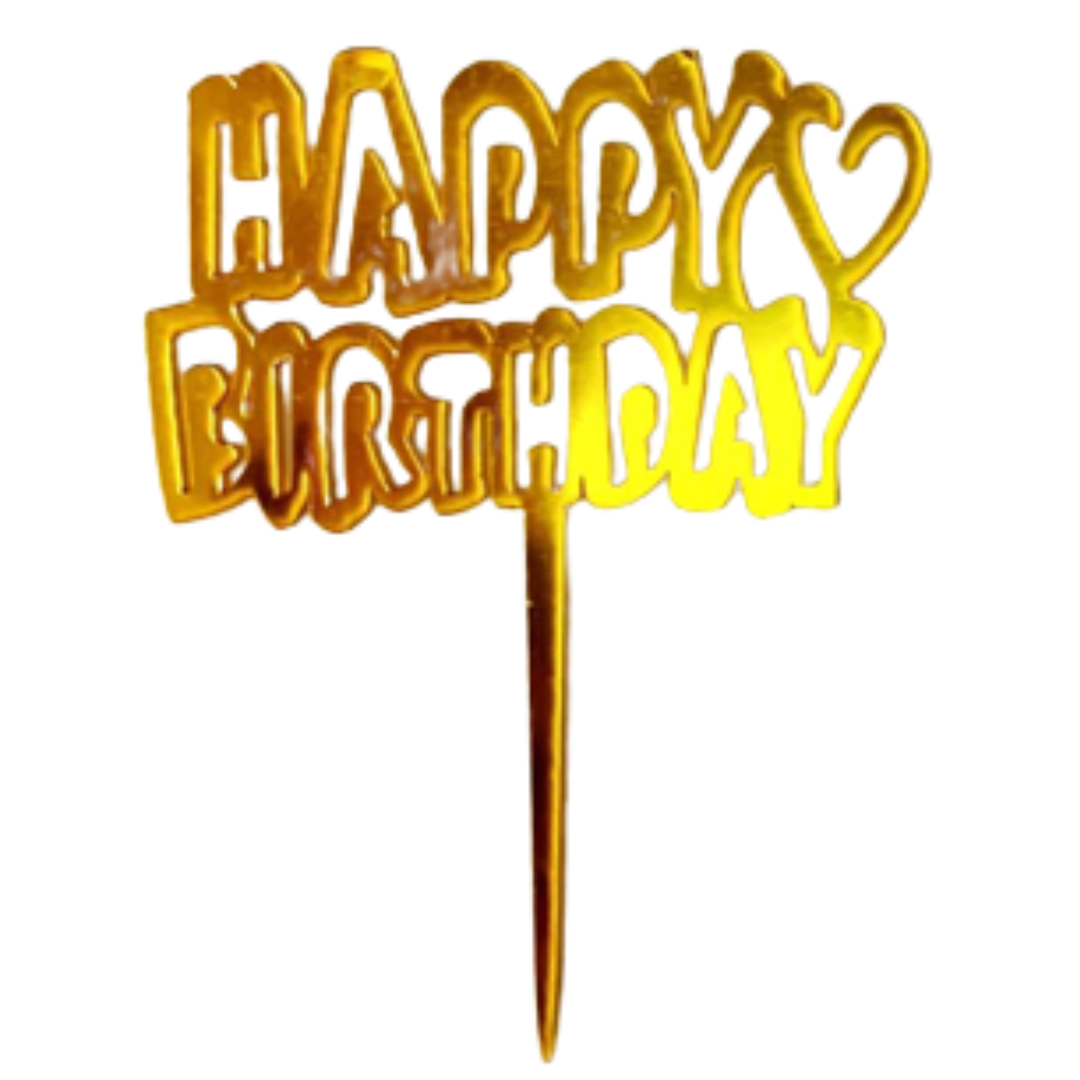 Happy Birthday Gold Cake Topper 4