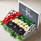 Arrangement of 48 mini Premier Cupcakes in a beautiful wooden box